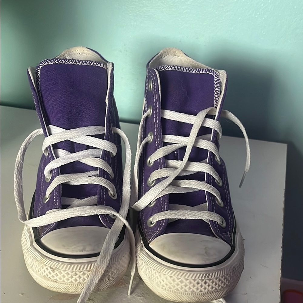 Converse Purple and White High-Top Sneakers